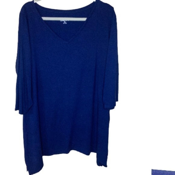 𝅺LANDS end, women’s blue crewneck three-quarter sleeve blouse size 2X - Picture 1 of 3